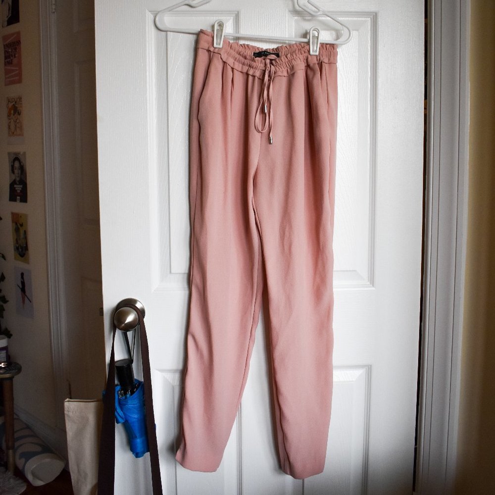 Zara Pink Drawstring Trousers Size XS - Picture 1 of 5